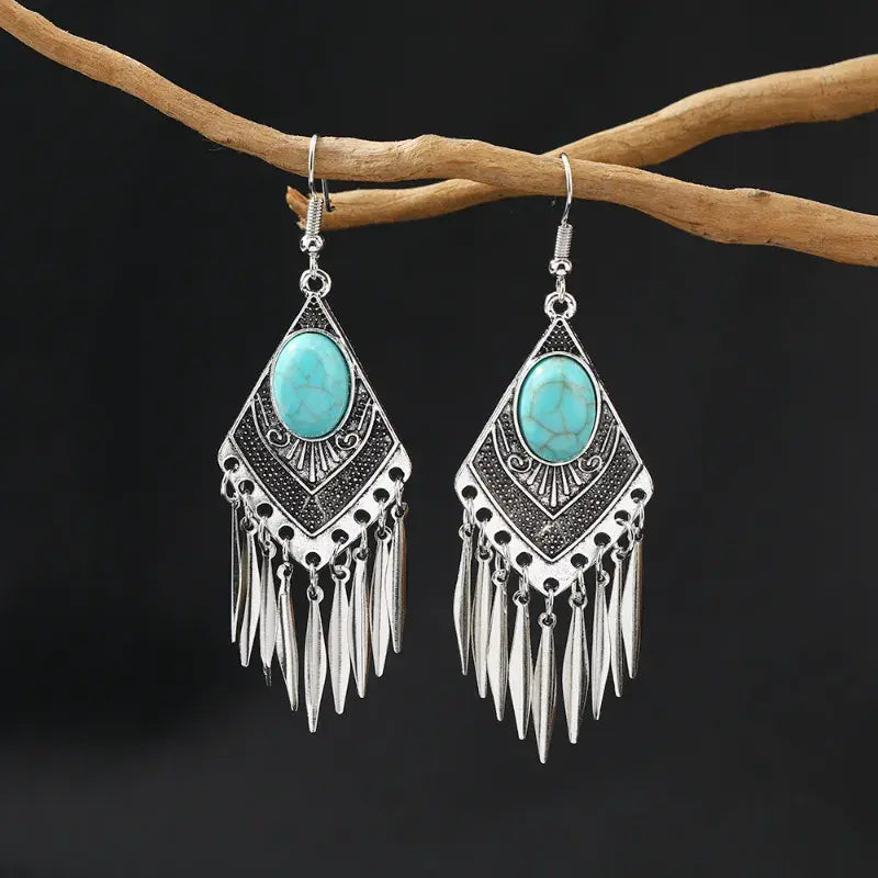 1+1 Offer: Vintage Turquoise Tassel Earrings