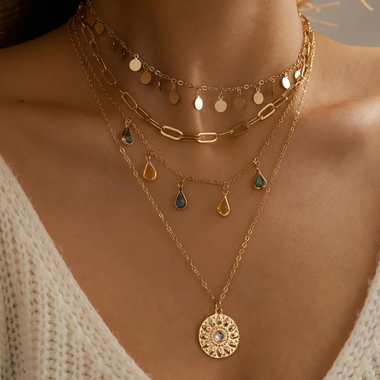 1+1 Offer: Vintage Sun Golden Necklace