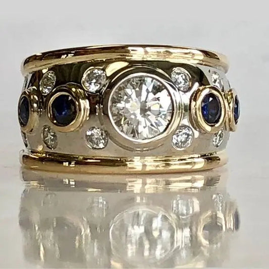 1+1 Offer: Vintage golden Inlaid zirconia ring