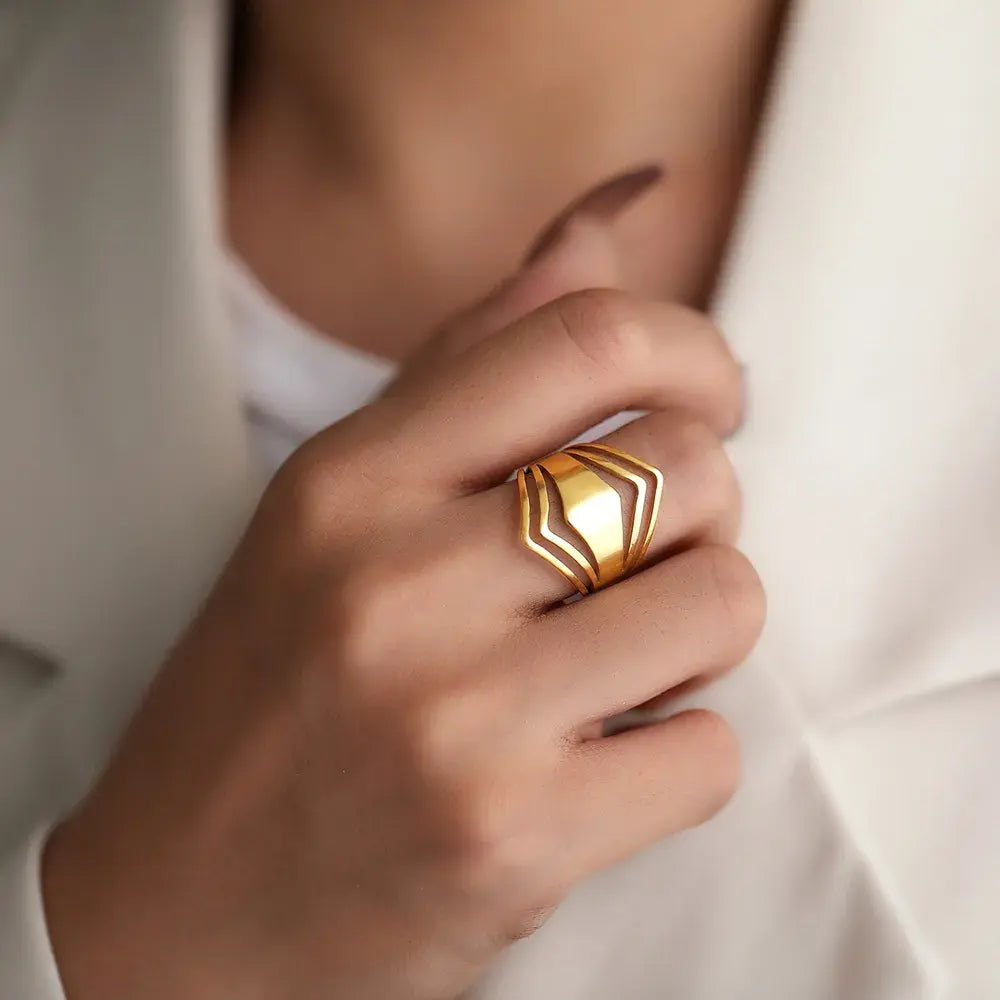 1+1 Offer: Elegant Gold Statement Ring