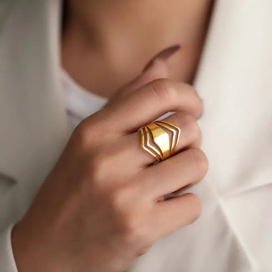 1+1 Offer: Elegant Gold Statement Ring