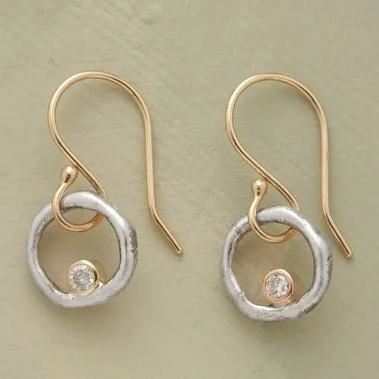 1+1 Offer: Vintage Gold & Silver Zirconia Earrings