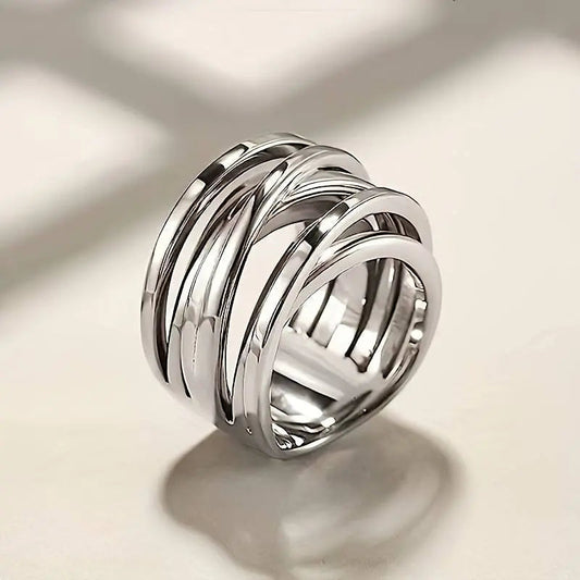 1+1 Offer: Layered Silver Ring in Vintage Style