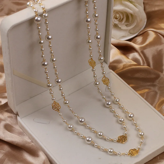 1+1 Offer: Elegant Gold Pearl Necklace
