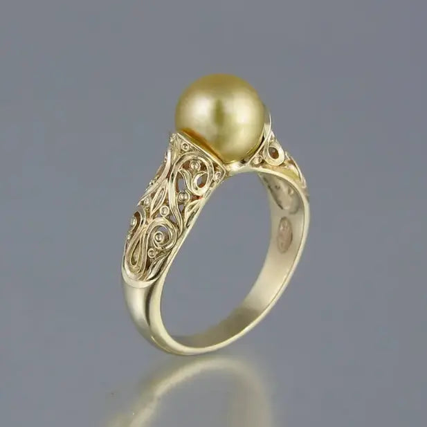 1+1 Offer: Golden Vintage Pearl Ring