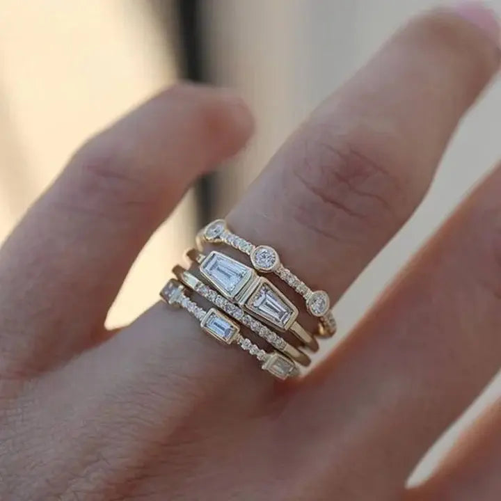 1+1 Offer: Vintage Gold and Zirconia Ring Set