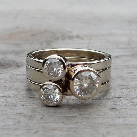 1+1 Offer: Vintage Ring "Triple" with Zirconia