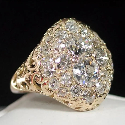 1+1 Offer: Round Golden Vintage Diamond Ring