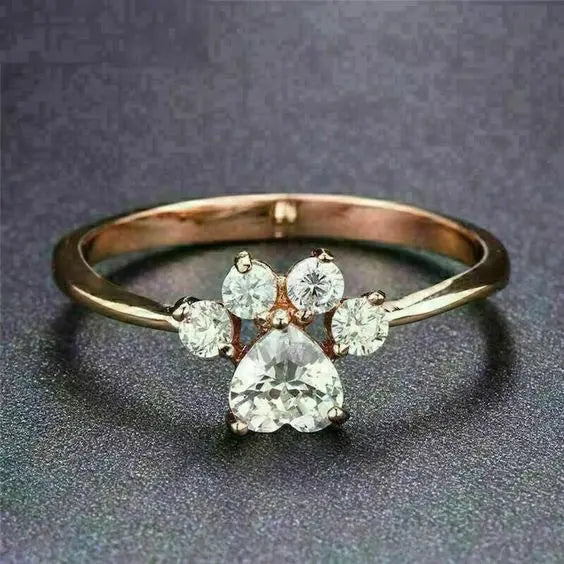 1+1 Offer: Vintage Zirconia Paw Ring