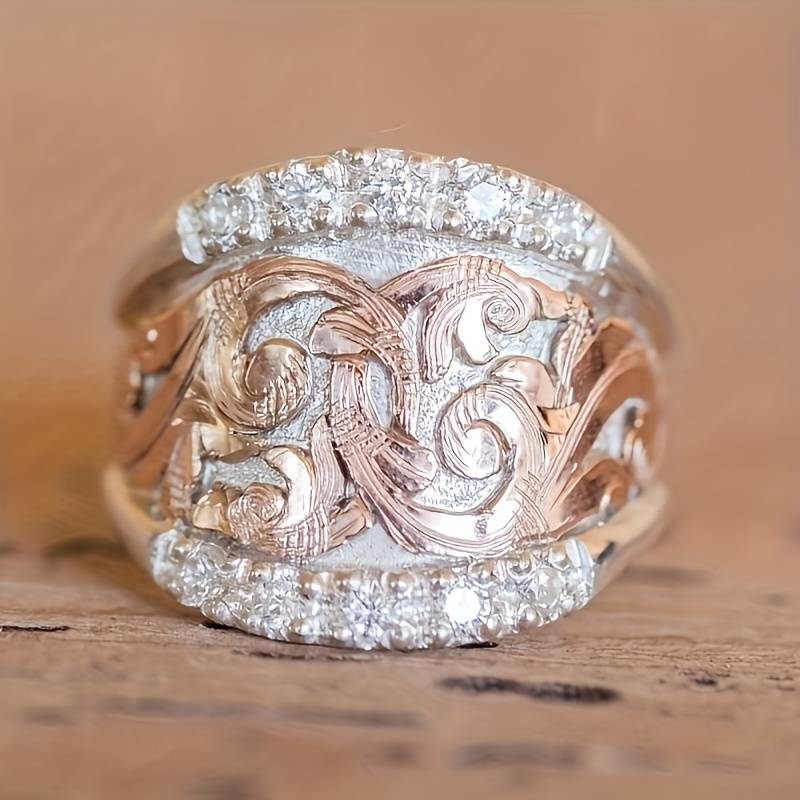 1+1 Offer: Vintage Silver & Rose Ring
