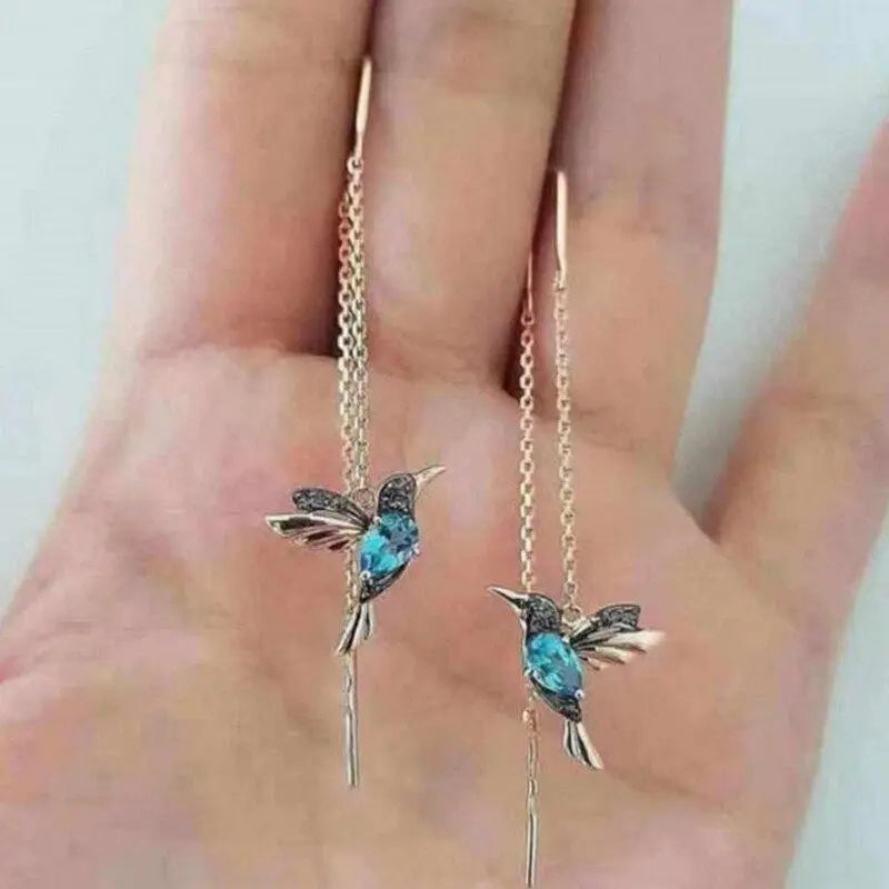 1+1 Offer: Earrings with Hummingbird Enamel and Zirconias
