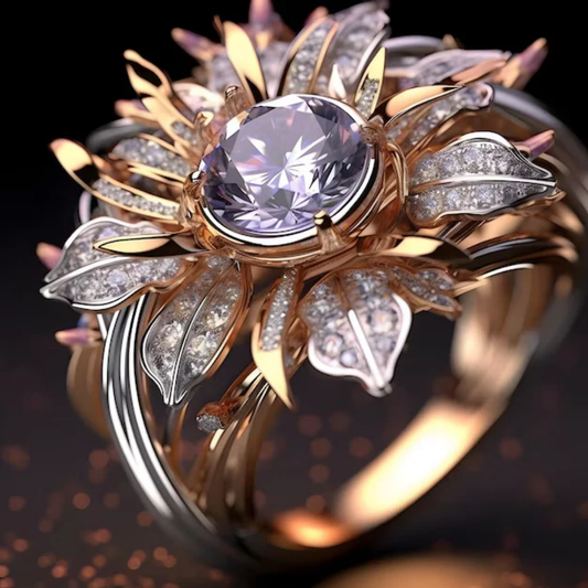 1+1 Offer: Exotic Violet Blossom Ring