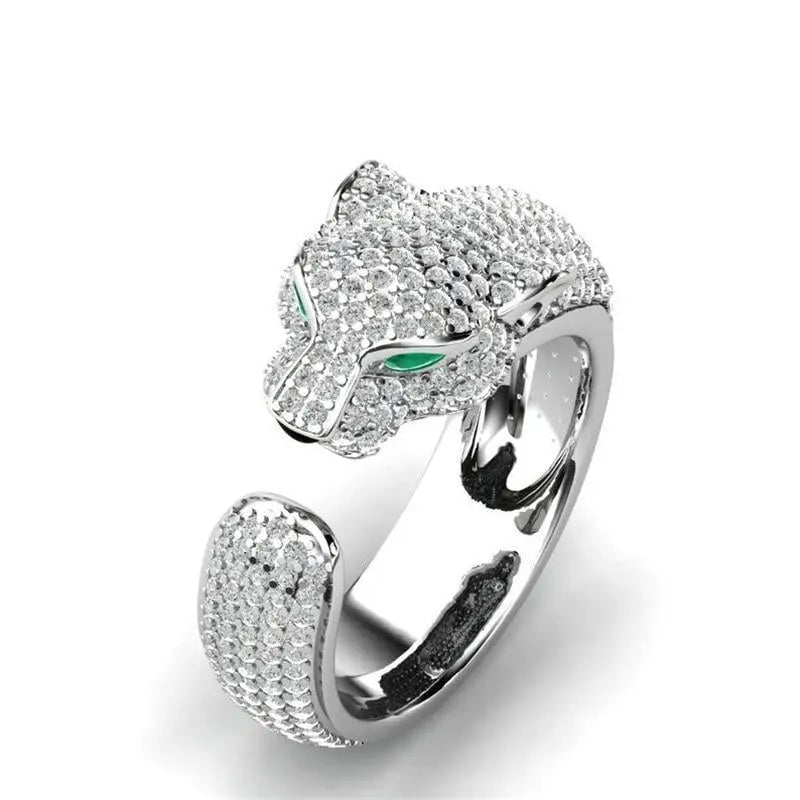 1+1 Offer: Adjustable Jaguar Ring and  Rose Gold with Green Zirconia Eyes
