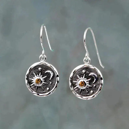 1+1 Offer: Earrings with Sun and Moon in Gold and Silver