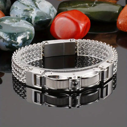 Premium Titanium Steel Bracelet With Gemstone Inlay