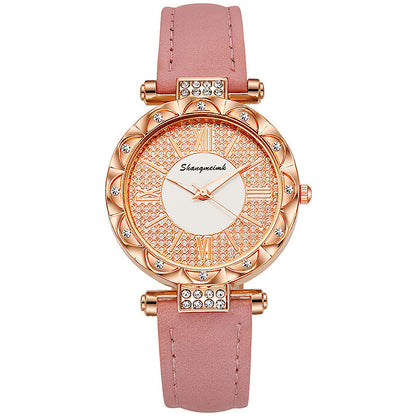 Elegant Diamond Encrusted Starry Belt Womens Quartz Watch