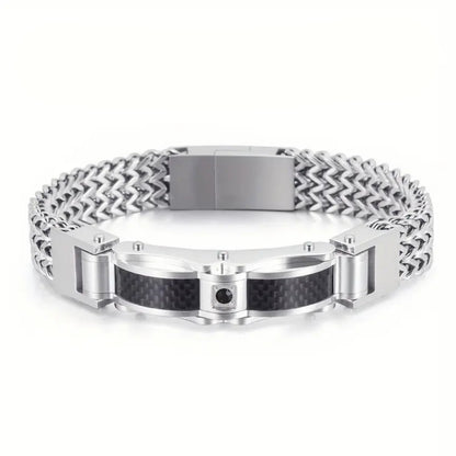Premium Titanium Steel Bracelet With Gemstone Inlay