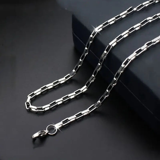 Unisex Stainless Steel Box Chain Necklace