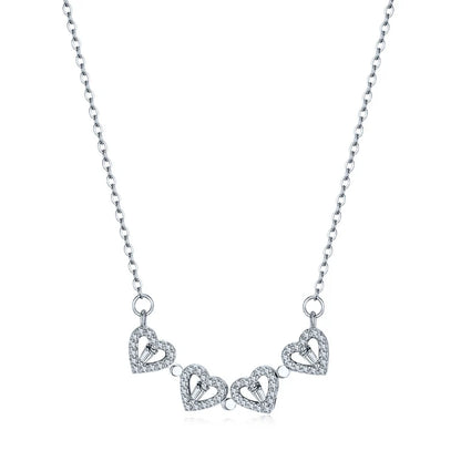 Silver Clover Hearts Necklace