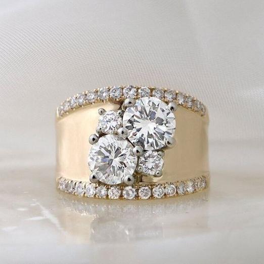 1+1 Offer: Vintage Golden Bright Zirconia Ring