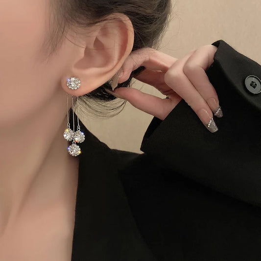 Gold-plated Zircon Triad Earrings