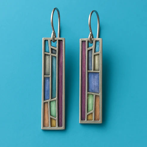 Vintage Mosaik silver earrings