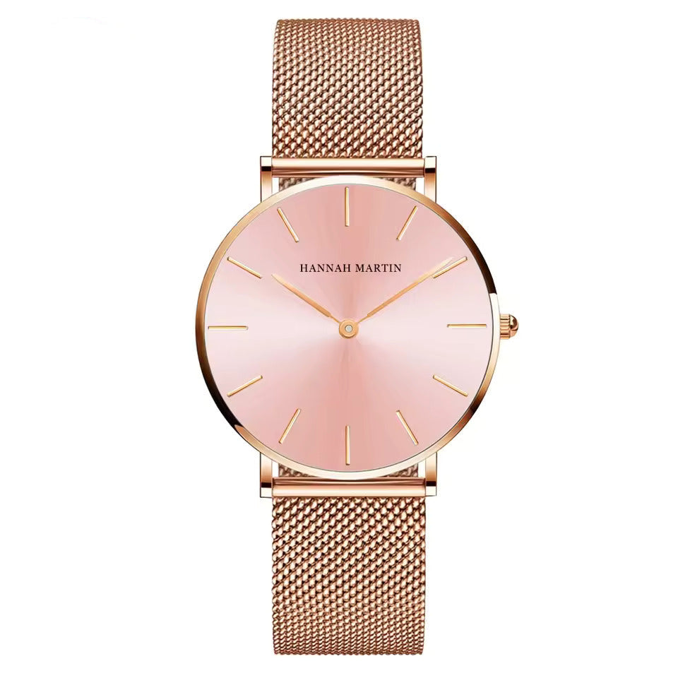 Rose Gold Waterproof Womens Wristwatch Exquisite Design