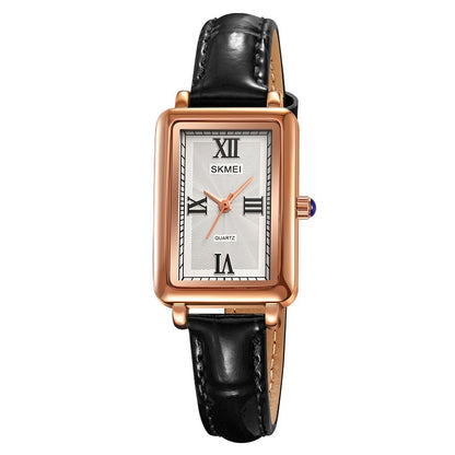 Elegant Rectangular Vintage Womens Quartz Watch Rose Gold