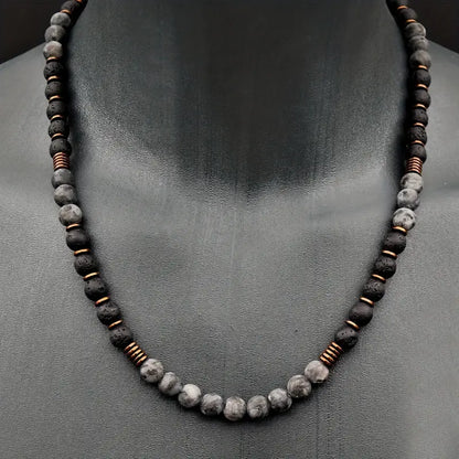 Exquisite Unisex Copper Lava Bead Necklace Radiance