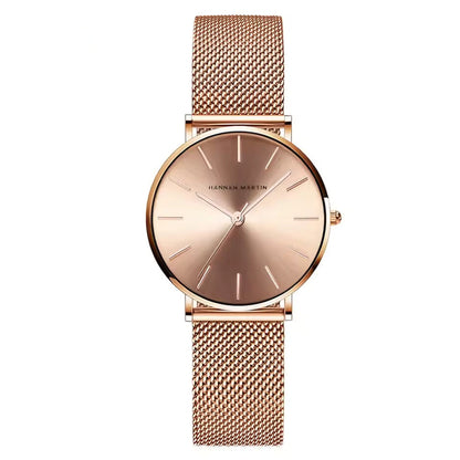 Luxurious Rose Gold Quartz Timepiece Alongside Bracelet