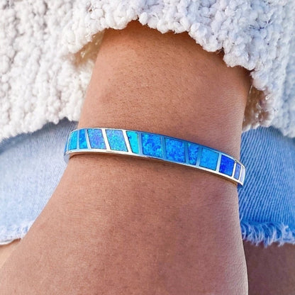 1+1 Offer: Blue and Silver Opal Bracelet