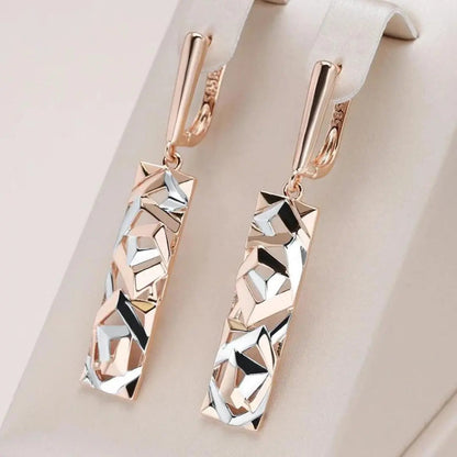 1+1 Offer: Elegant Rectangular Earrings made of Gold and Silver
