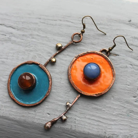1+1 Offer: Vintage Hand-Painted Enamel Earrings