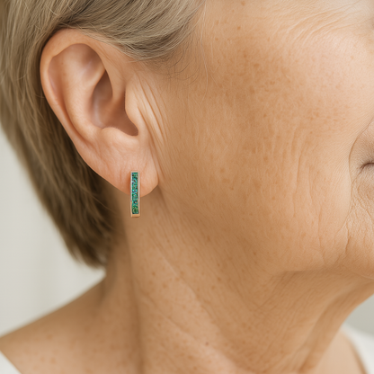 Emerald diamond earrings in gold
