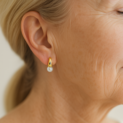 1+1 Offer: Small Pearl Earrings Gold Plated