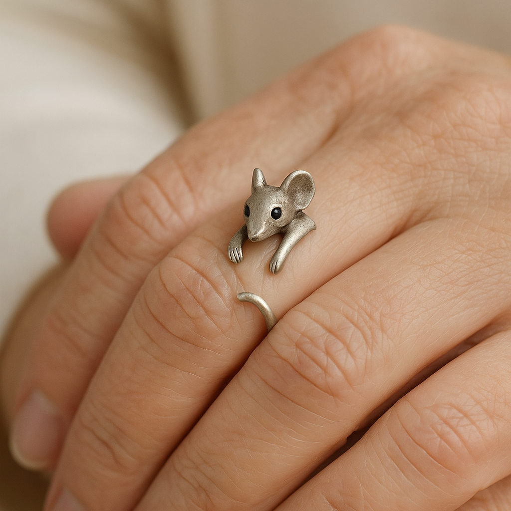 1+1 Offer: Vintage Silver Mouse Ring