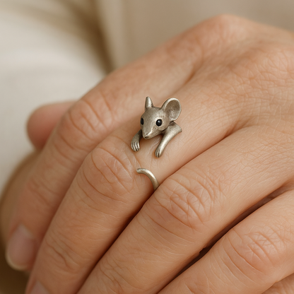 1+1 Offer: Vintage Silver Mouse Ring