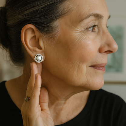 1+1 Offer: Shiny spiral earrings with elegant pearls