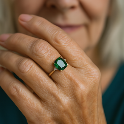 1+1 Offer: Green zirconia ring in gold