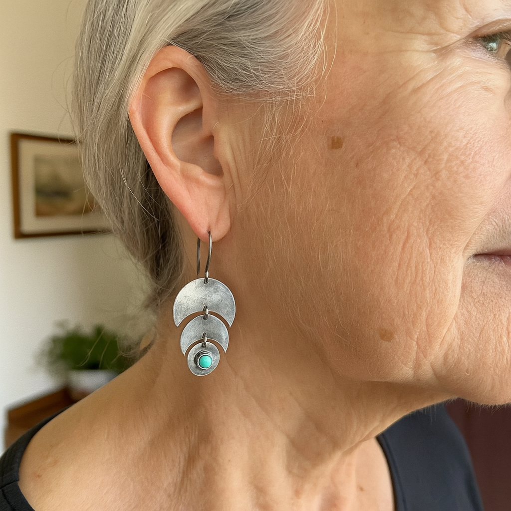 1+1 Offer: Vintage turquoise earrings in silver