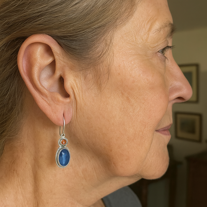 Blue and orange vintage earrings