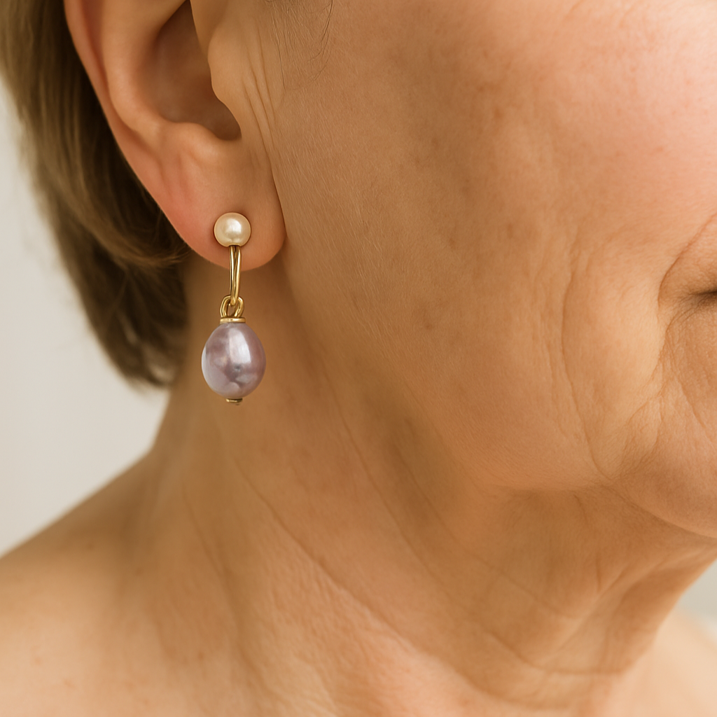 1+1 Offer: Elegant purple pearl earrings