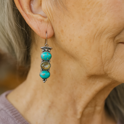 1+1 Offer: Vintage Natural Turquoise Dropped Earrings