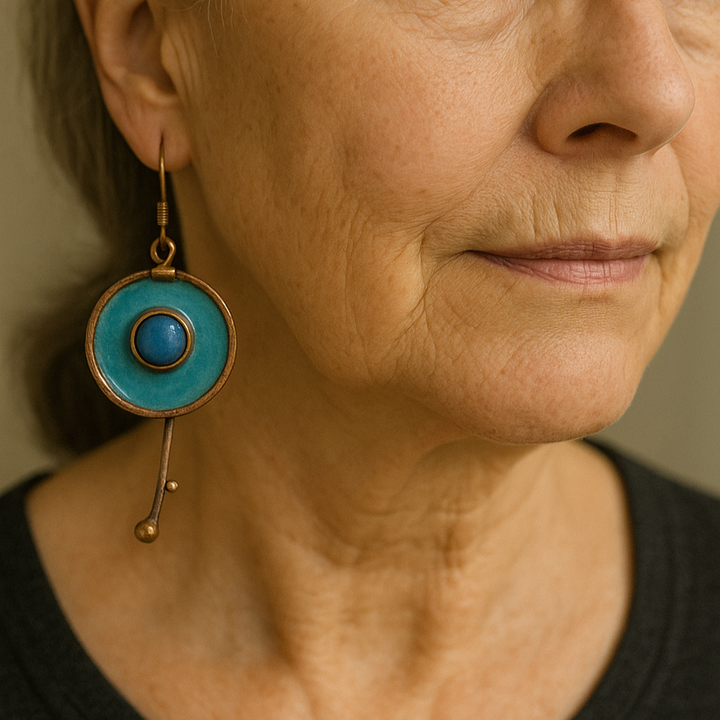 1+1 Offer: Vintage Hand-Painted Enamel Earrings