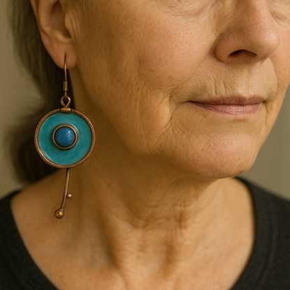 1+1 Offer: Vintage Hand-Painted Enamel Earrings