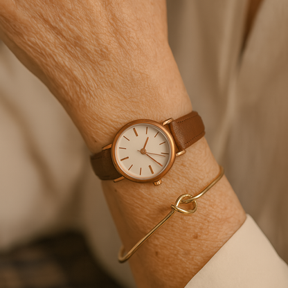 Exquisite Calfskin Leather Timepiece With Petite Dial