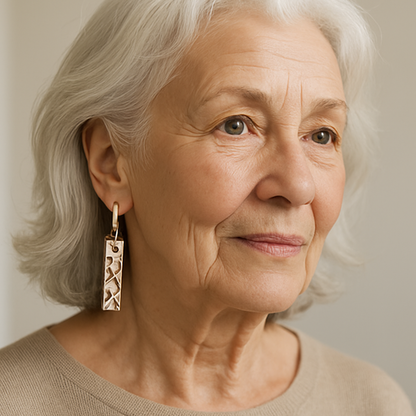 1+1 Offer: Elegant Rectangular Earrings made of Gold and Silver