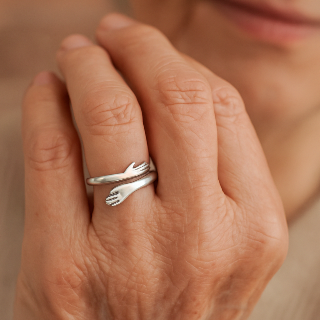 1+1 Offer: Silver adjustable hug ring