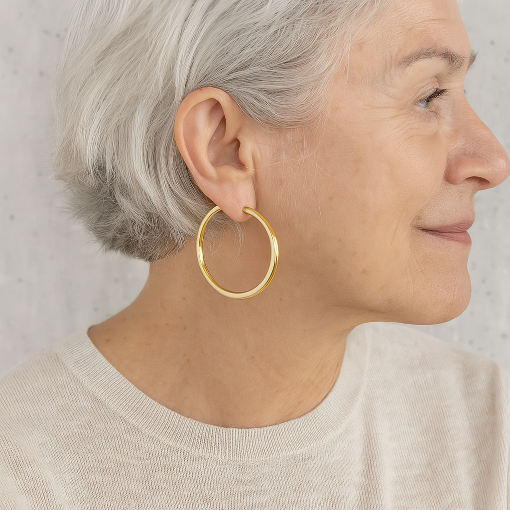 1+1 Offer: Large hoop earrings in gold