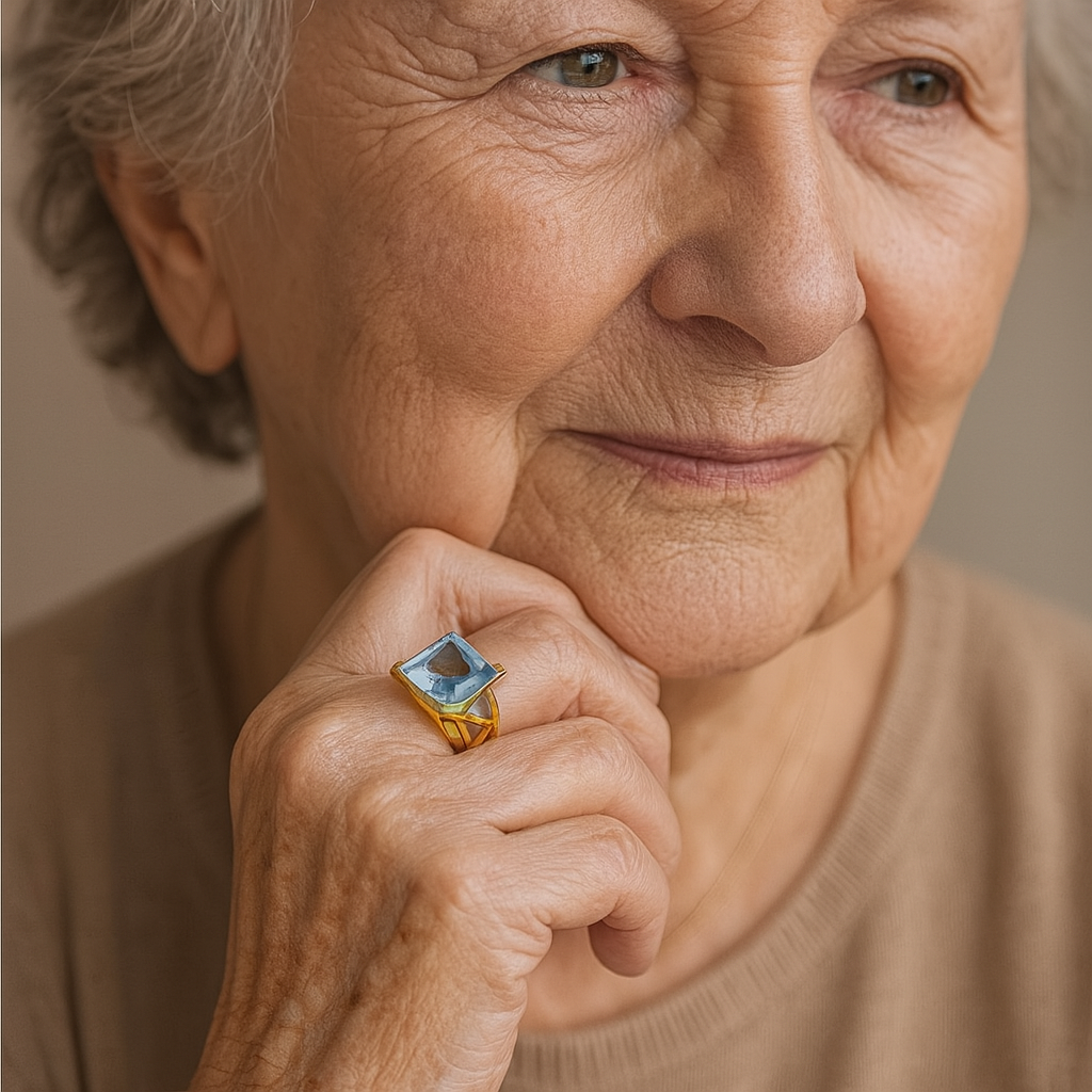 1+1 Offer: Vintage Rose Gold Blue Zirconia Ring